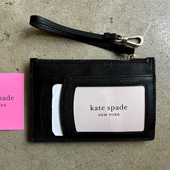 NWT Kate Spade wristlet billfold wallet clutch wristlet black saffiano leatber - Picture 6 of 10
